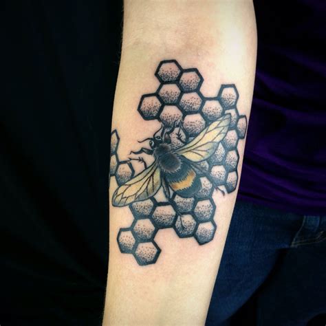 Hexagon Bee Tatouage Dabeille Tatouage Tatouage Insecte