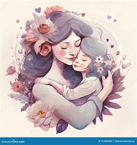 Happy Mother S Day Greeting Card Generative Ai Stock Illustration