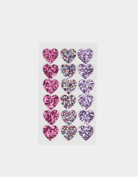 Stickers De Corazones Con Glitter