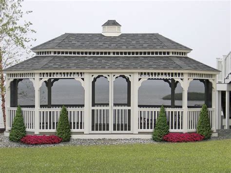 Outdoor Vinyl Garden Gazebos Country Lane Quality Amish Built Screened Gazebo Backyard Gazebo