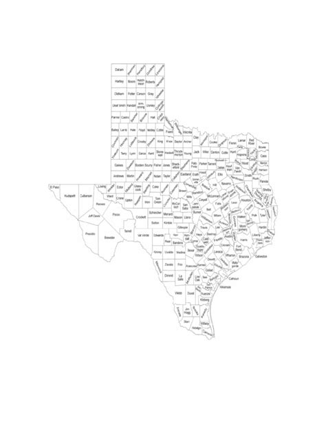 Texas County Map with County Names Free Download