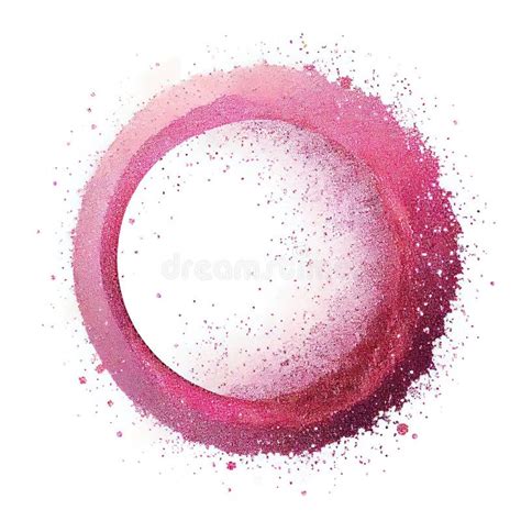 Pink Glitter Swirling Particles On Circle Frame Isolated On White