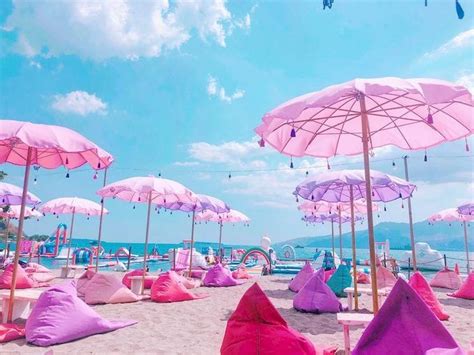 This New Beach Resort Is A Must Visit Ig Destination With Giant Inflatables Pastel Trees And A