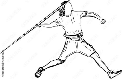 Sketch Drawing Of Javelin Throw Player Javelin Throw Vector