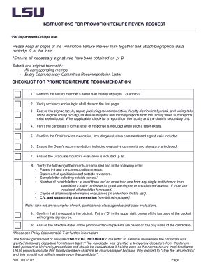 Fillable Online Lsu INSTRUCTIONS FOR PROMOTION TENURE REVIEW REQUEST