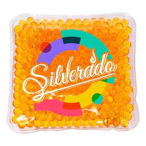 Imprinted Full Color Square Aqua Pearls Hot And Cold Packs