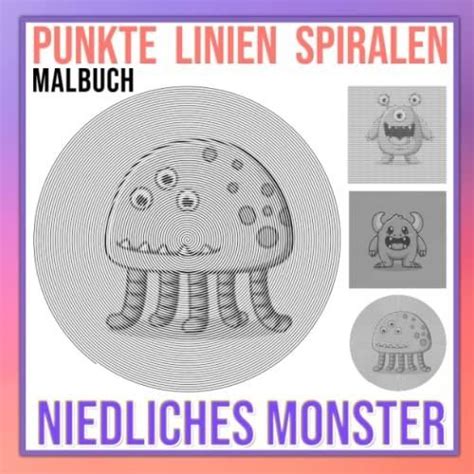 Niedliches Monster Punkte Linien Spiralen Malbuch Steigern Sie Ihre