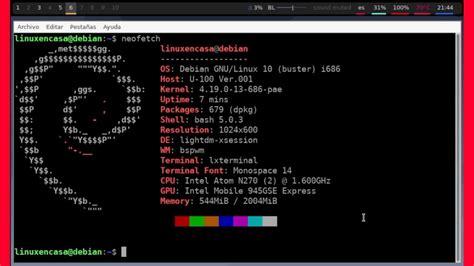 Linux Debian 10 Buster BSPWM Polybar Intel Atom 32 Bits V126