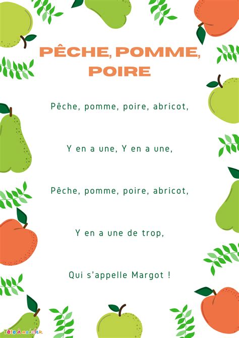 Imprimer La Poesie Peche Pomme Poire