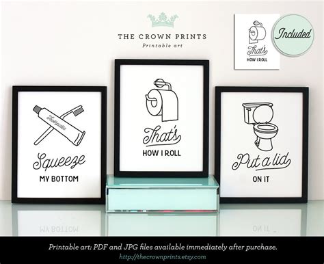 Digital Art For All You Robots Funny Bathroom Art Set Of 3