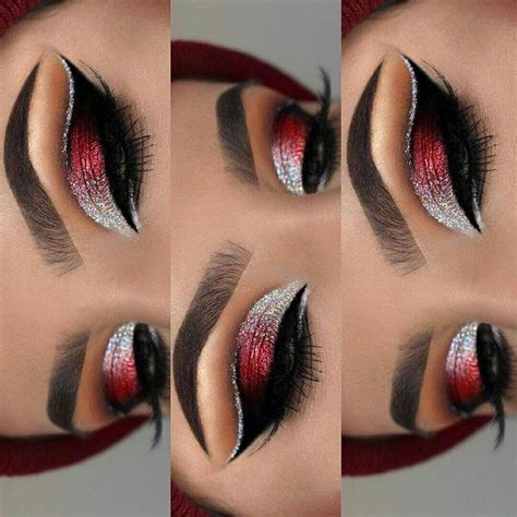 Party Red Silver Black Eyeshadow Silver Eye Makeup Red Eye Makeup Pinterest Makeup