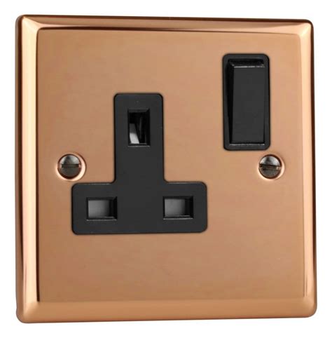 Varilight Xy4b Cu Urban Polished Copper 1 Gang 13a Dp Single Switched Plug Socket