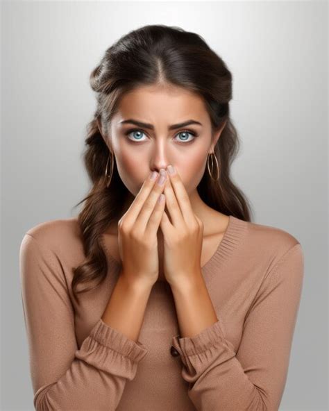 Premium Photo Woman Covering Mouth With Hands