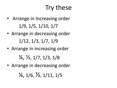 Comparing And Ordering Unit Fractions Ppt