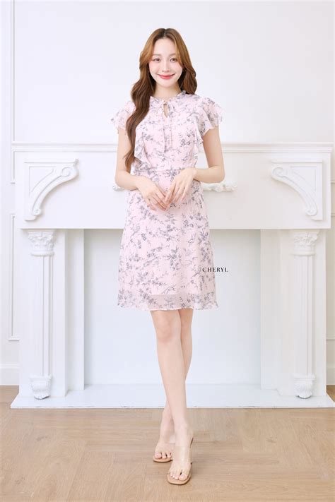 Marilyn Dress In Nude Pink Garden Print LAST LOT Cheryl