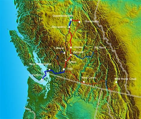 Red The Route Of The Cariboo Road Blue Steamboat Travel Dotted