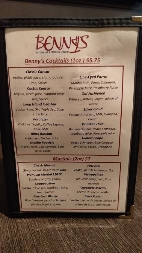 Menu At Benny S Restaurant Brandon