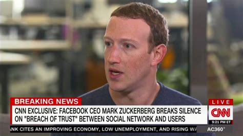 Mark Zuckerberg On Cambridge Analytica Facebook In Cnn Interview