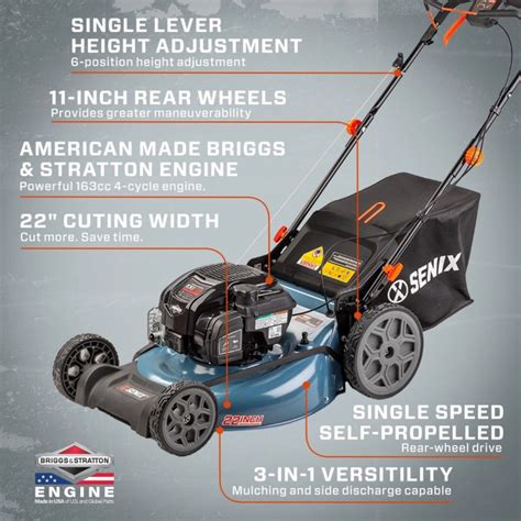 SENIX LSSG H1 Podadora Autopropulsada De 4 Ciclos 22 Pulgadas 163 Cc