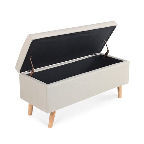 Banquette Coffre De Style Scandinave Eline Tissu Beige