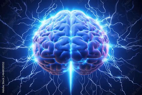 Human Brain Digital Electrical Activity Flashes And Lightning On A