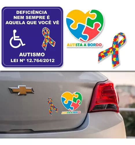 Kit Adesivos Austimo A Bordo Autista Pcd Carro Lei Mercadolivre