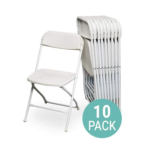 AJP Distributors 10 Pack Premium White Plastic Folding Chairs Wedding ...