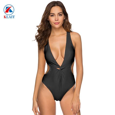 One-Piece Front Twist Cutout V Neckline Spandex OEM Women Swimwear