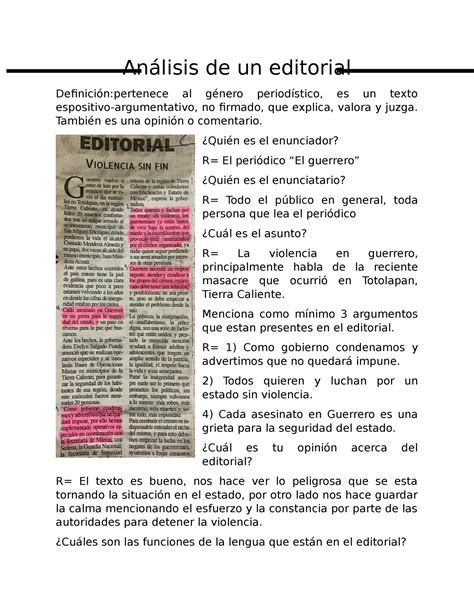 Análisis de un editorial Análisis de un editorial Definición