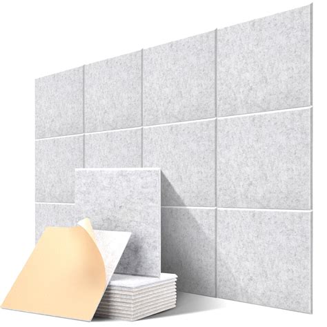 Kuchoow 12 Pack Self Adhesive Acoustic Wall Panels Soundproof Gray