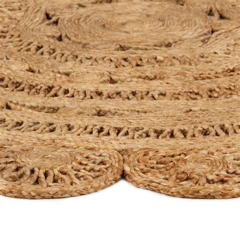 Home Tapis Jute tressé à la main 120 cm Rond LesTendances fr