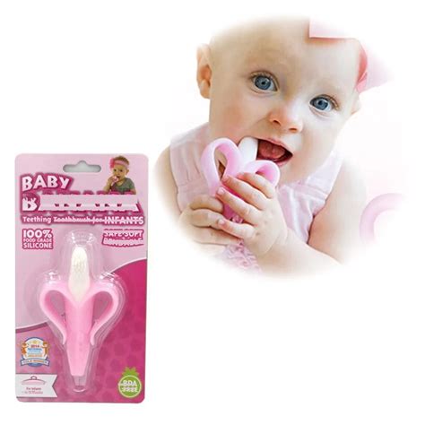 Baby Teether Toys Pink Banana Silicone 0 12 Months Newborn Baby