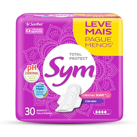 Absorvente Sym Total Protect Cobertura Suave Com Abas 30