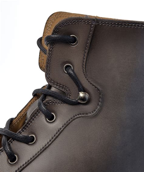 Powell Grey Patinated Leather Boots For Men