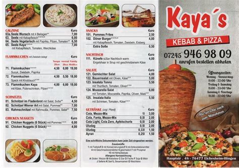 Menu At Kaya S Kebab Pizza Elchesheim Illingen