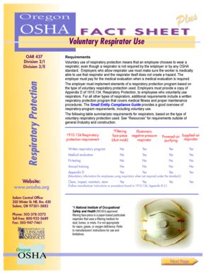 Osha Respiratory Protection Fact Sheet Fill Online Printable