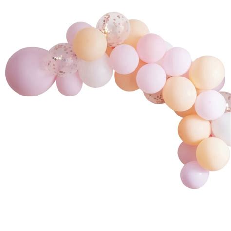 Matte Peach And Pink Balloon Arch Kit Pieces