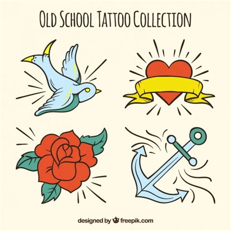 Colección de tatuajes dibujados a mano vintage Vector Gratis