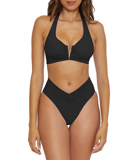 Becca By Rebecca Virtue Color Code Viviana Solid Plunge V Wire Shirred Swim Top And Carolina