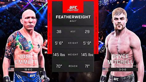 Josh Emmett Vs Bryce Mitchell Full Fight Ufc Ai Simulation Youtube