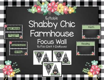 Shabby Chic Buffalo Check Chalkboard Focus Wall EDITABLE TPT