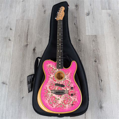 Fender American Acoustasonic Telecaster Guitar Limited Edition Pink Paisley