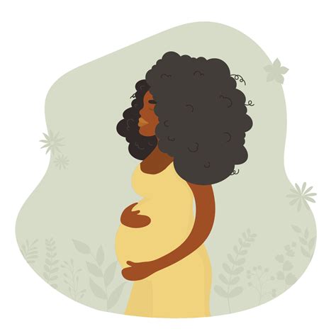 Pregnant Black Woman Pregnancy Motherhood Concept Vector