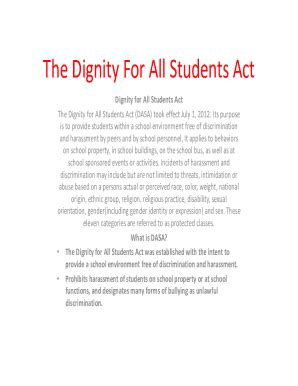 Fillable Online 1 What Is The Dignity For All Students Act Fax Email