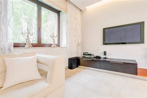 Big screen TV stock image. Image of interior, modern - 62867705