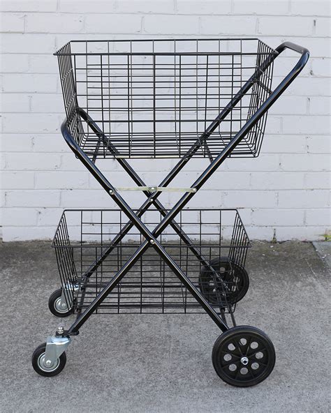 Shopping Trolley Double Basket W Swivel Wheel Collapsible Shop Cart 2