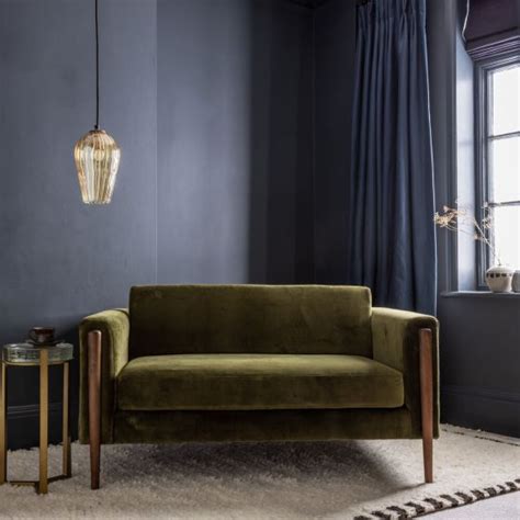 Lexington Loveseat In Deep Green Velvet Natural Atkin And Thyme