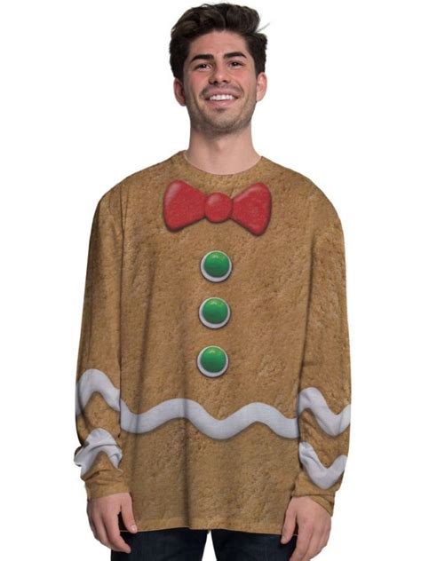 Faux Real Gingerbread Man Mens Christmas Costume Top Gingerbread Man