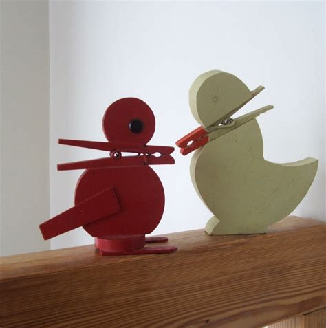 Two Clothespin Beak Bird Note Holders Etsy