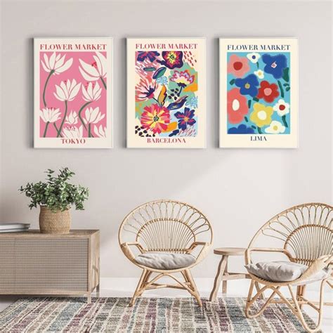 3er Set Prints Blumenmarkt Poster Set Blumenmarkt Poster Floral